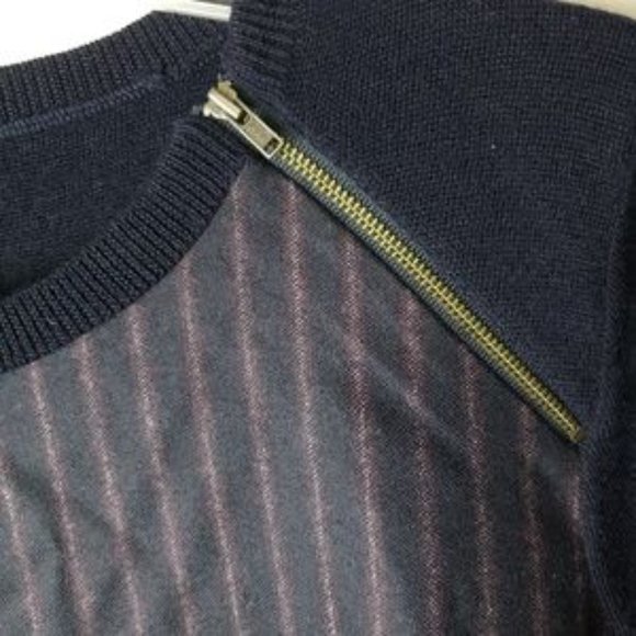 J. Crew Asymmetric Zip Pinstripe Wool Sweater - Picture 5 of 7